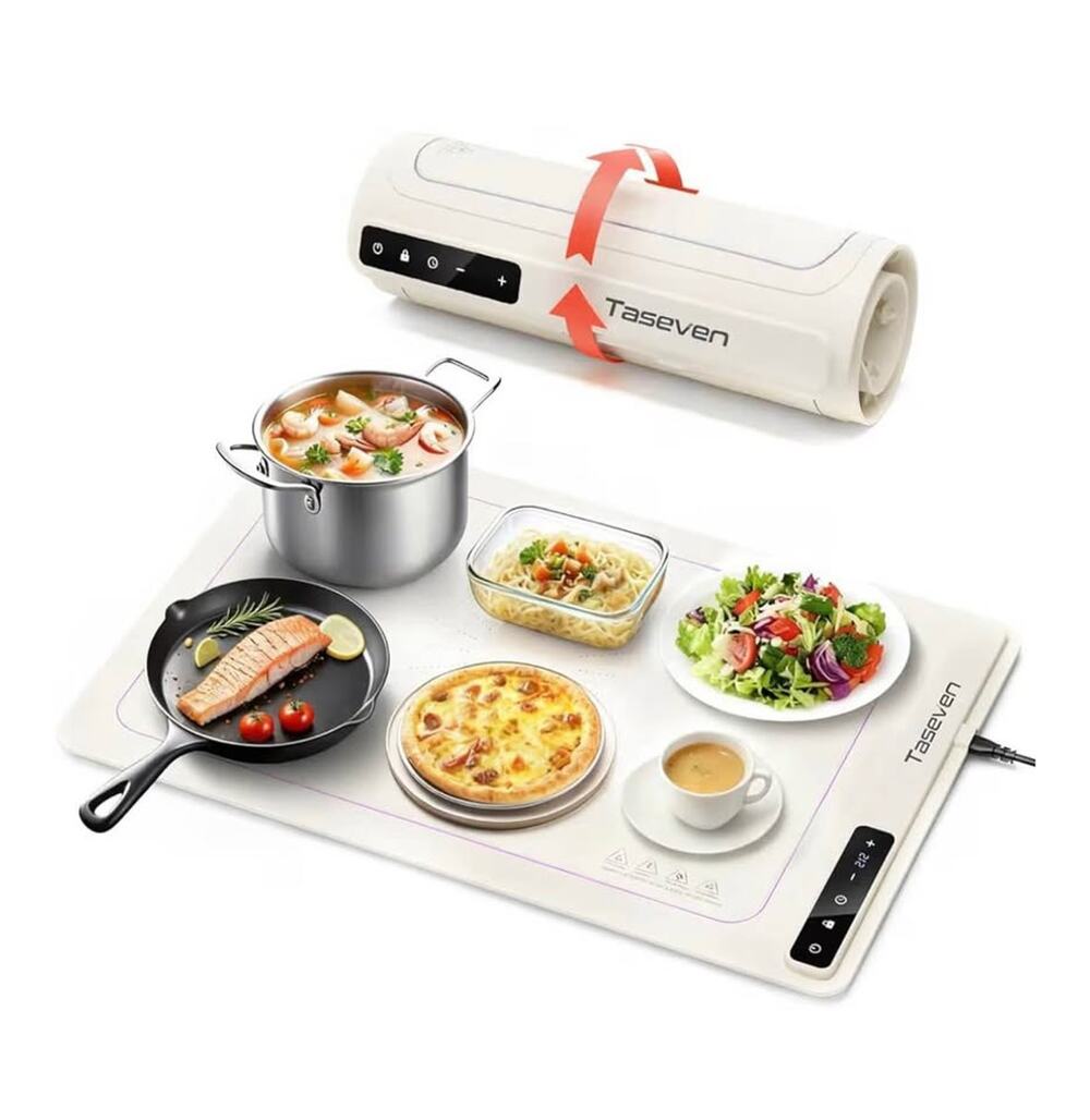 Food Warming Mat, Silicone Heating Tray with 7 Temperature Settings